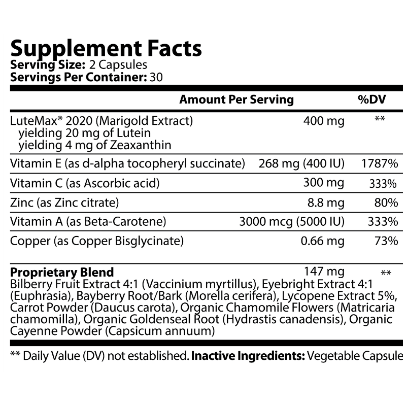 Clearsight AREDS + Supplement Facts